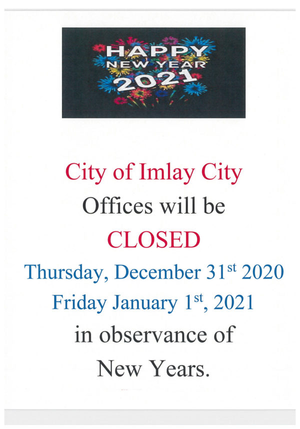 Closed New Years - Imlay City