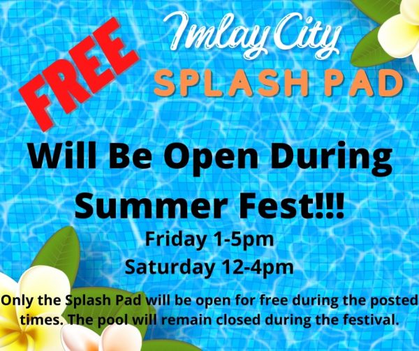 **FREE Splashpad Times During Summer Fest** Imlay City