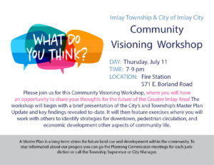 Invitation to Imlay Community Visioning Workshop event.