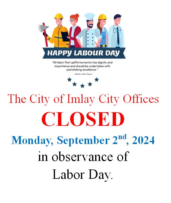 Labor Day closure notice for Imlay City Offices, 2024.