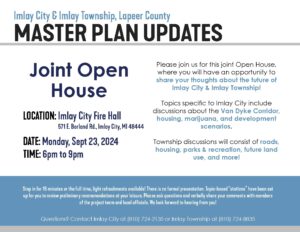 Imlay City Master Plan update event details flyer.