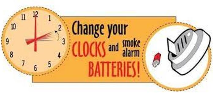 Reminder to change clocks and smoke alarm batteries.