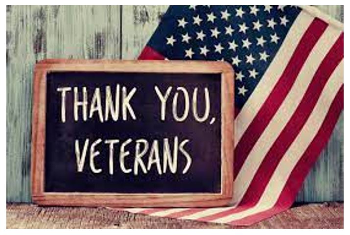 Chalkboard with 'Thank You, Veterans' and American flag