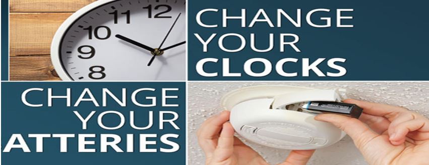 Clocks and smoke detector with reminders to update them